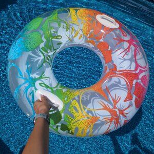 Intex 38" Multicolor Hawaiian Vibes Big Inflatable Swim Tube Pool Ring Float GUC
